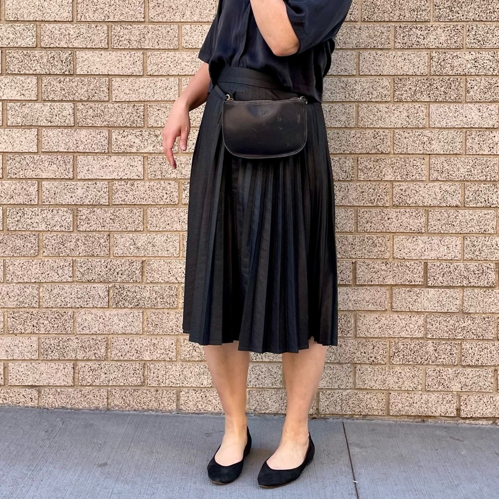 Zara Dark Gray Pleated A-Line Skirt